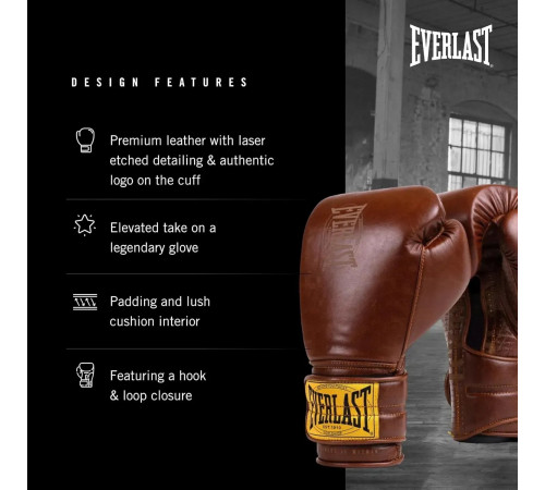 Боксерські рукавиці Everlast 1910 CLASSIC TRAINING GLOVE 16 унцій, коричневий