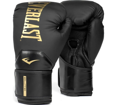 Боксерські рукавиці Everlast ELITE 2 BOXING GLOVES 14 унцій, чорно-золотистий