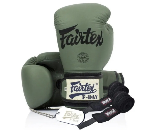 Рукавички боксерські з бинтами Fairtex BGV11 16 унцій, зелені