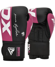 Боксерські рукавиці RDX BOXING GLOVES REX F4 12 унцій, чорно-рожеві
