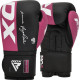 Боксерські рукавиці RDX BOXING GLOVES REX F4 12 унцій, чорно-рожеві