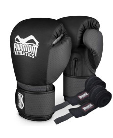 Рукавички боксерські з бинтами Phantom Reaper розмір 12 унцій, чорно-сірі