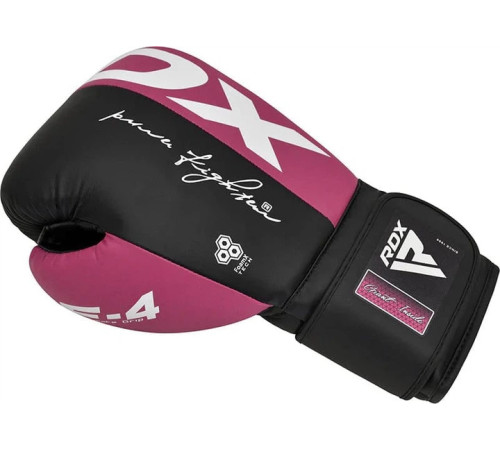 Боксерські рукавиці RDX BOXING GLOVES REX F4 10 унцій, чорно-рожевий