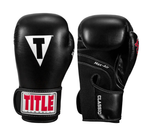Рукавички боксерські з бинтами TITLE Classic Black Max розмір 14 унцій, чорні