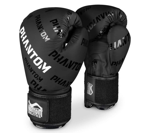 Рукавички боксерські з бинтами Phantom APEX Velcro розмір 12 унцій, чорно-білі