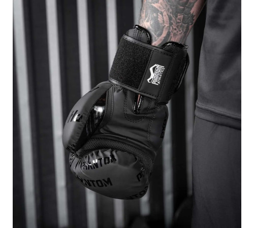 Рукавички боксерські з бинтами Phantom APEX Velcro розмір 12 унцій, чорно-білі