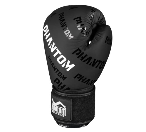Рукавички боксерські з бинтами Phantom APEX Velcro розмір 12 унцій, чорно-білі