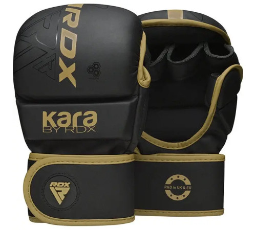 Рукавички греплінгові для ММА RDX F6 KARA Matte Plus розмір L/XL, чорно-золотисті