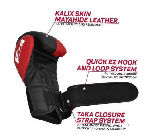 Рукавички боксерські RDX F4 10 унцій, чорно-червоні