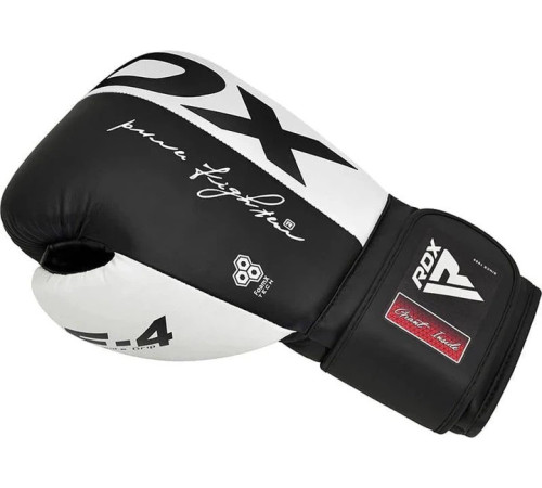 Боксерські рукавиці RDX BOXING GLOVES REX F4 12 унцій, чорно-білі