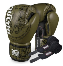 Рукавички боксерські з бинтами Phantom Muay Thai розмір 14 унцій, хакі 