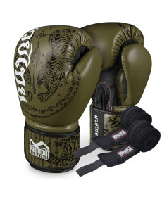 Рукавички боксерські з бинтами Phantom Muay Thai розмір 14 унцій, хакі 