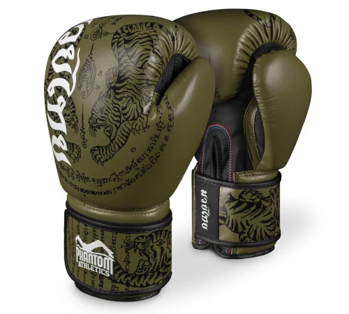 Рукавички боксерські з бинтами Phantom Muay Thai розмір 14 унцій, хакі