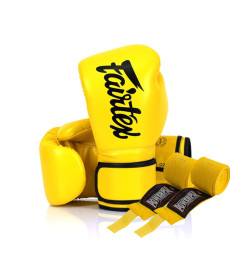 Рукавички боксерські з бинтами Fairtex BGV14 Yellow 10 унцій