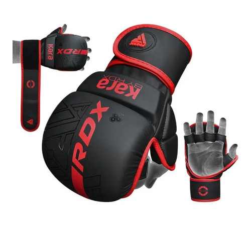 Рукавички греплінгові для ММА RDX F6 KARA Matte Plus розмір L/XL, чорно-червоні