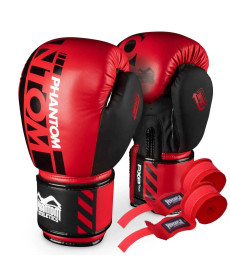 Рукавички боксерські з бинтами Phantom APEX розмір 10 унцій, червоні