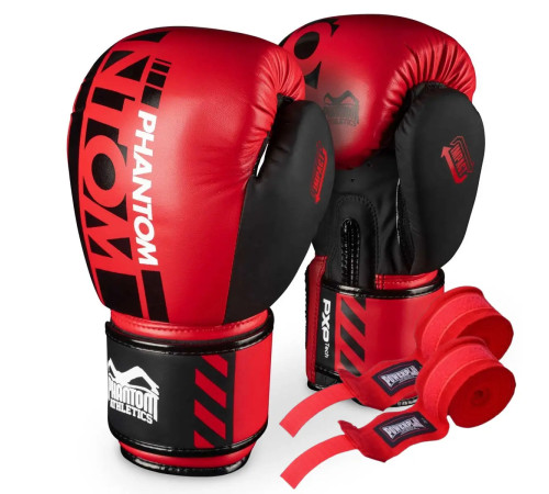 Рукавички боксерські з бинтами Phantom APEX розмір 10 унцій, червоні