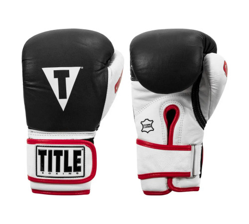 Рукавички боксерські шкіряні з бинтами TITLE Boxing Ko-Vert розмір 12 унцій, чорні