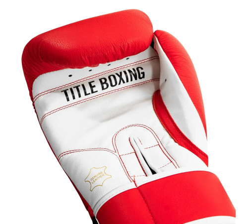 Рукавички боксерські шкіряні з бинтами TITLE Boxing Pro Style 3.0 розмір 14 унцій, червоно-білі