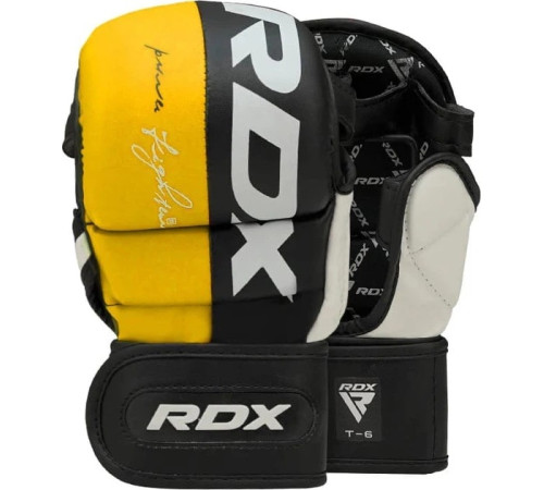Тренувальні рукавиці для ММА RDX GRAPPLING GLOVES REX T6 PLUS розмір S, чорно-жовті