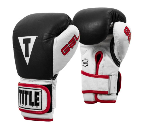 Рукавички боксерські шкіряні з бинтами TITLE Boxing Gel розмір 12 унцій, чорні