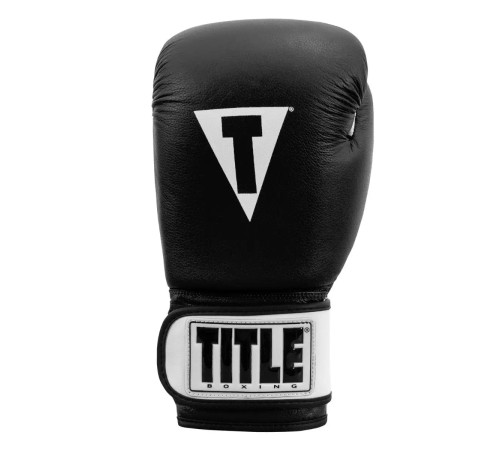 Рукавички боксерськ шкіряні з бинтами TITLE Premier Leather розмір 12 унцій, чорно-білі