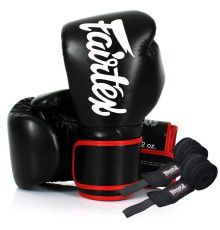 Рукавички боксерські з бинтами Fairtex BGV14 Black 16 унцій
