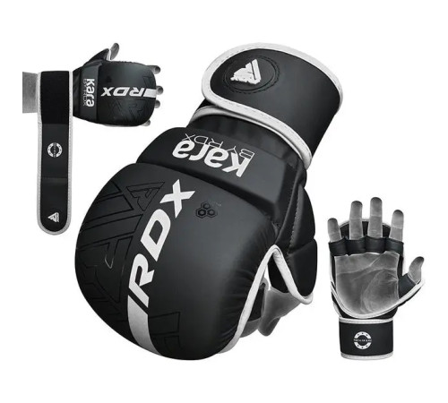 Рукавички греплінгові для ММА RDX F6 KARA Matte Plus розмір L/XL, чорно-білі