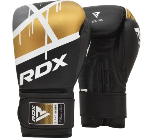 Боксерські рукавиці RDX BOXING GLOVES BGR-F7 12 унцій, чорно-золотий
