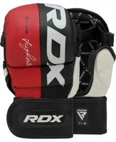 Тренувальні рукавиці для ММА RDX GRAPPLING GLOVES REX T6 PLUS розмір S, червоно-чорні