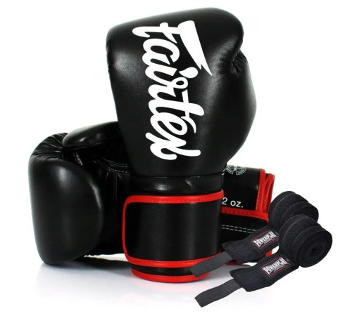 Рукавички боксерські з бинтами Fairtex BGV14 14 унцій, чорні