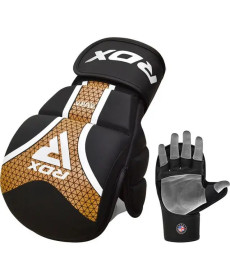Рукавички греплінгові для ММА RDX SHOOTER AURA PLUS T-17  розмір L, чорно-золотисті