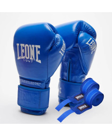 Рукавички боксерські з бинтами Leone GN111 THE GREATEST розмір 10 унцій, сині