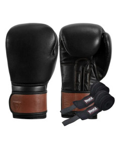 Рукавички боксерські шкіряні з бинтами TITLE Boxing Honorary розмір 12 унцій, чорні