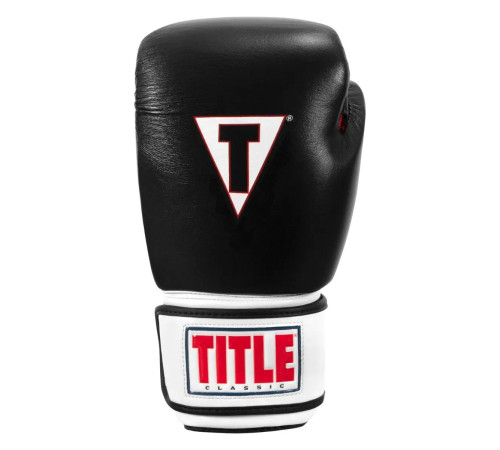 Рукавички боксерські шкіряні з бинтами TITLE Classic Leather 2.0 розмір 18 унцій, чорно-білі