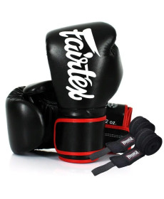 Рукавички боксерські з бинтами Fairtex BGV14 Black 10 унцій