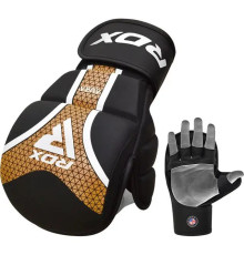 Рукавички греплінгові для ММА RDX SHOOTER AURA PLUS T-17 розмір XL, чорно-золотисті