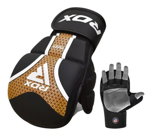 Рукавички греплінгові для ММА RDX SHOOTER AURA PLUS T-17 розмір XL, чорно-золотисті