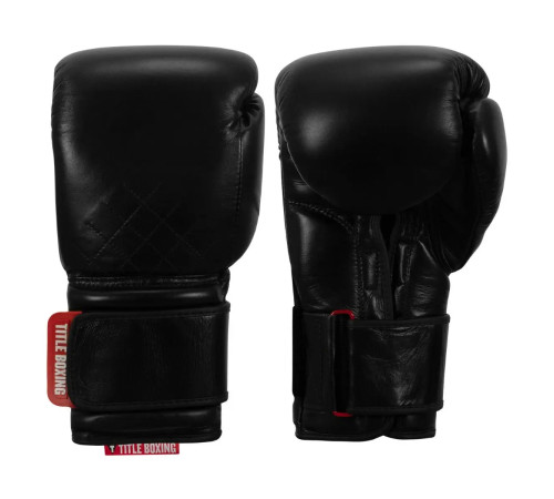 Рукавички боксерські шкіряні з бинтами TITLE Boxing Ko-Vert розмір 14 унцій, чорні