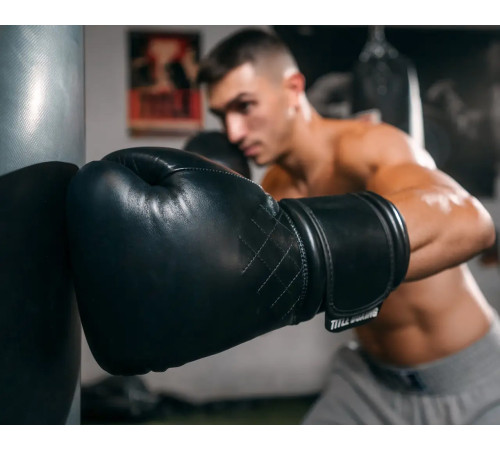 Рукавички боксерські шкіряні з бинтами TITLE Boxing Ko-Vert розмір 14 унцій, чорні