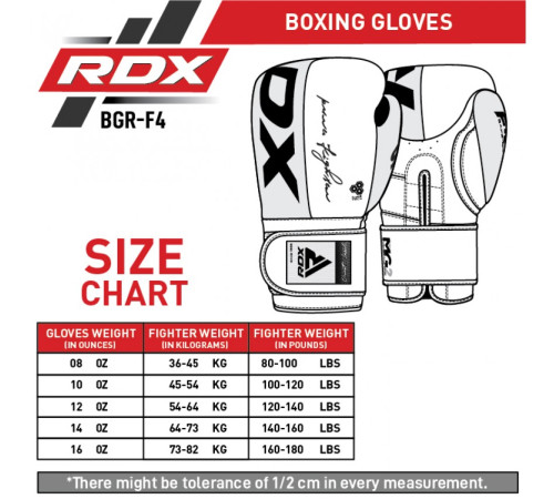 Рукавички боксерські RDX F4 12 унцій, чорно-білі