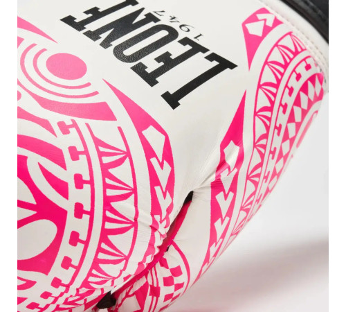 Рукавички боксерські Leone GN329 HAKA розмір 10 унцій, біло-рожеві