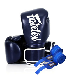 Рукавички боксерські з бинтами Fairtex BGV14 Blue 10 унцій
