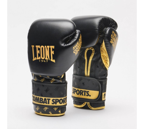 Рукавички боксерські Leone DNA Black 16 унцій, чорно-золотисті