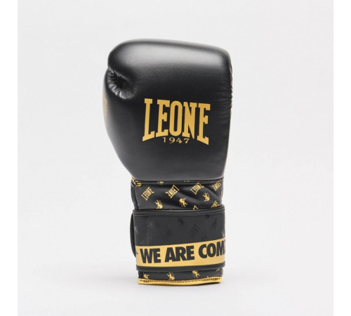 Рукавички боксерські Leone DNA Black 16 унцій, чорно-золотисті