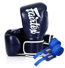 Рукавички боксерські з бинтами Fairtex BGV14 Blue 16 унцій
