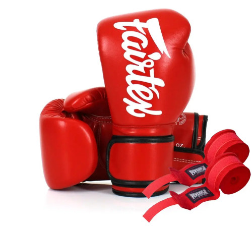 Рукавички боксерські з бинтами Fairtex BGV14 10 унцій, червоні