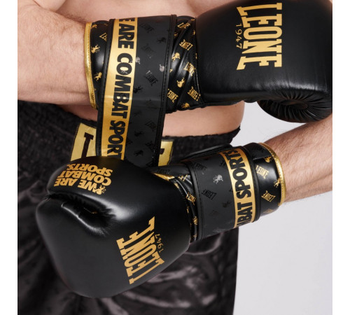 Рукавички боксерські Leone DNA 12 унцій, чорно-золотисті