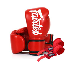 Рукавички боксерські з бинтами Fairtex BGV14 Red 14 унцій