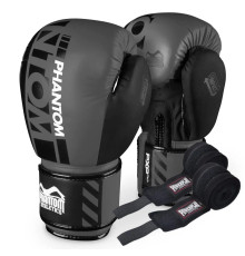 Рукавички боксерські з бинтами Phantom APEX розмір 12 унцій, сірі